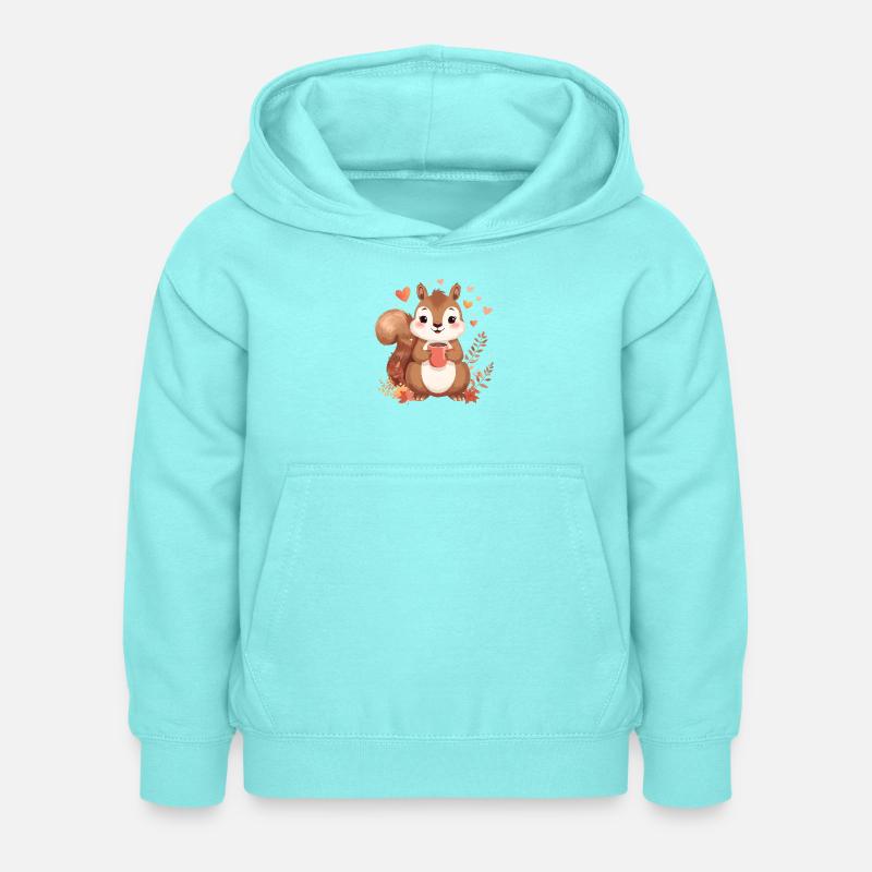 Écureuil d’automne au chocolat chaud - Sweat à capuche Enfant - menthe poivrée