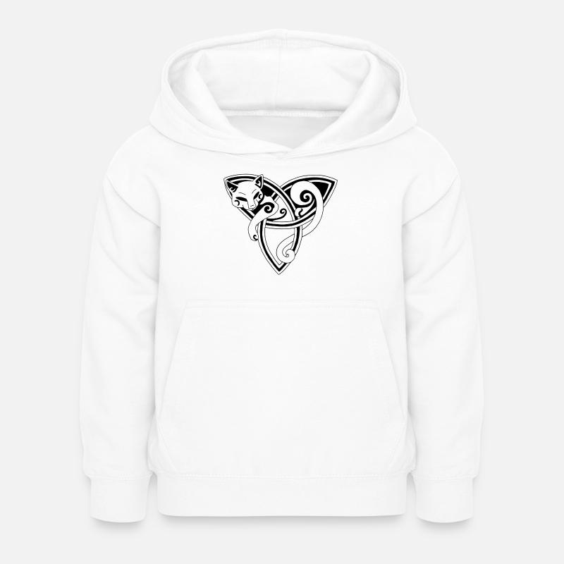 Chat celte au repos (noir) - Sweat à capuche Enfant - blanc