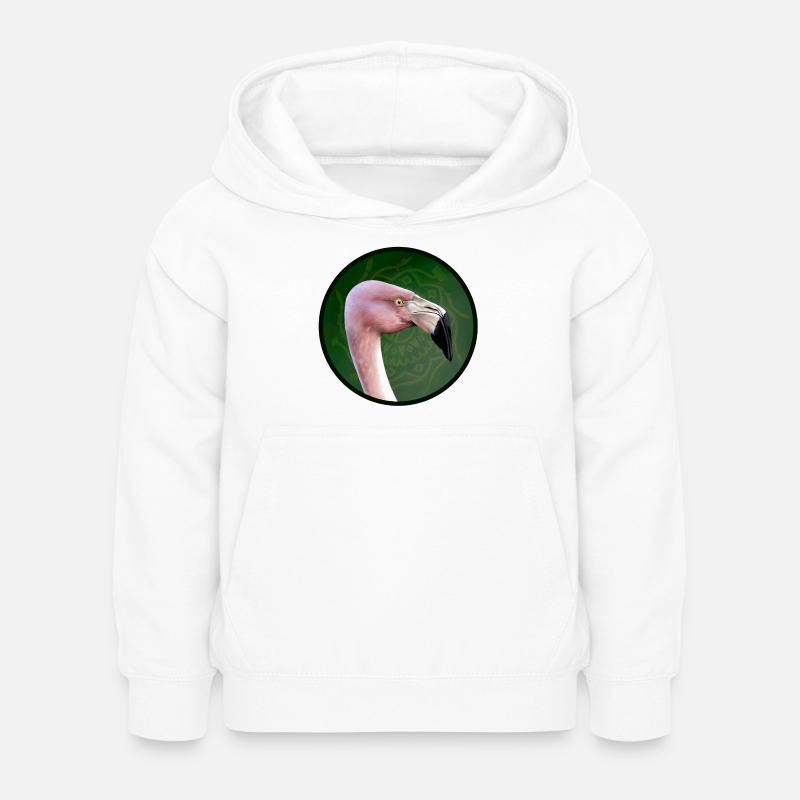 Flamant rose en vert mandala - Sweat à capuche Enfant - blanc