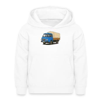 Plateau Est - Sweat à capuche Enfant - blanc - Devant - AI Model Kid Female (0cm)