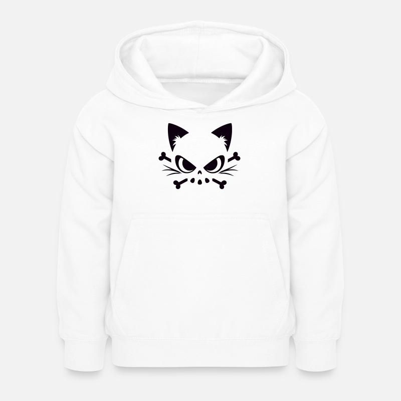 Crâne de chat | Motif minimaliste de Skull & Bones - Sweat à capuche Enfant - blanc