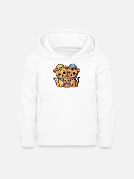 Süße Löwe Tiger Leopard Freunde - Kinder Hoodie - Weiß