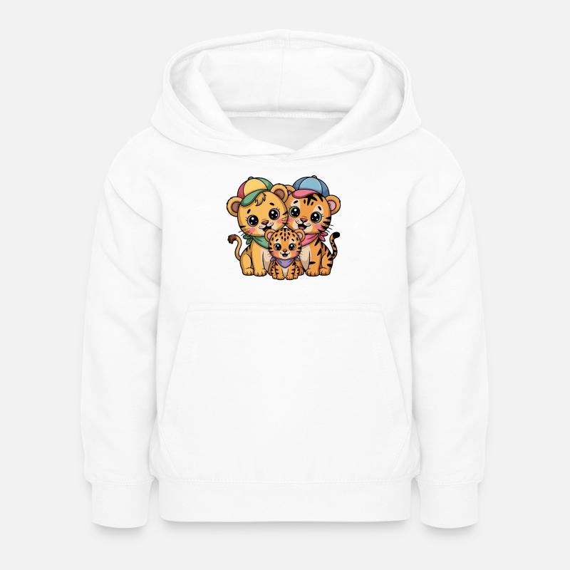 Süße Löwe Tiger Leopard Freunde - Kinder Hoodie - Weiß