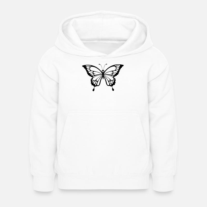 Crâne et papillon noir - Sweat à capuche Enfant - blanc