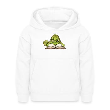 Caméléon Lecteur Lunettes Livre Mascotte Cartoon - Sweat à capuche Enfant - blanc - Devant - AI Model Kid Female (0cm)