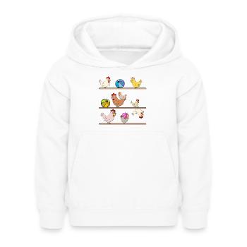 Hühnerstall Hühner Wasserball - Kinder Hoodie - Weiß - Vorne - AI Model Kid Female (0cm)