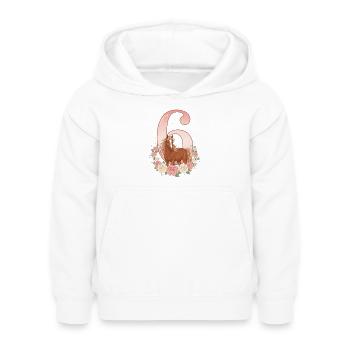 6. Geburtstag Mädchen, Pferd, Pony, 6 Jahre alt - Kinder Hoodie - Weiß - Vorne - AI Model Kid Female (0cm)