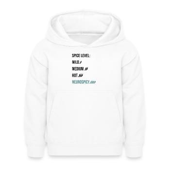 Spice Level Neurospicy - Neurodivergent Humor - Kids Hoodie - white - Front - AI Model Kid Female (0cm)