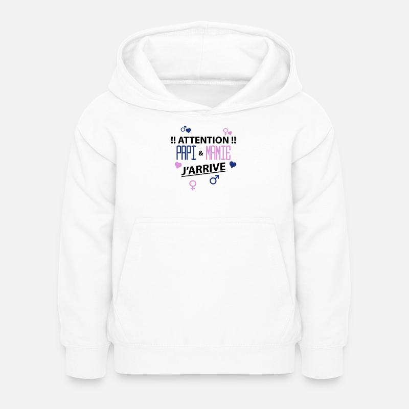 papi mamie j'arrive - Sweat à capuche Enfant - blanc
