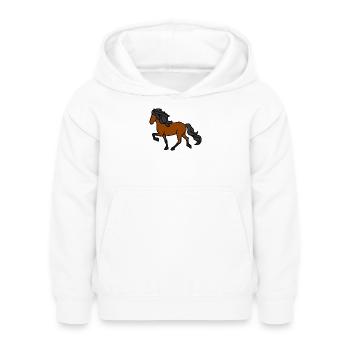 Islandpferd, Brauner, heller - Kinder Hoodie - Weiß - Vorne - AI Model Kid Female (0cm)