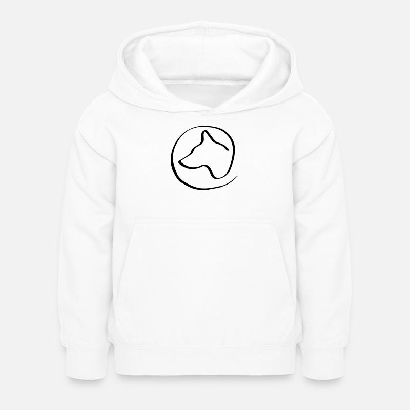 Tête de chien dans le cercle - Sweat à capuche Enfant - blanc