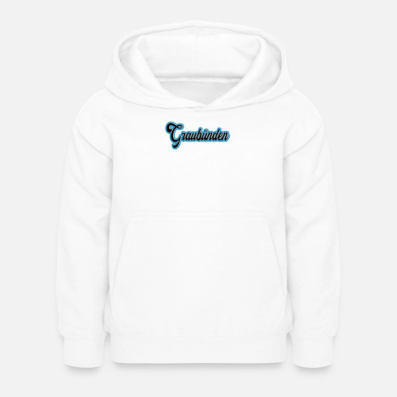 Graubünden Script with Blue Outline - Kids Hoodie - white