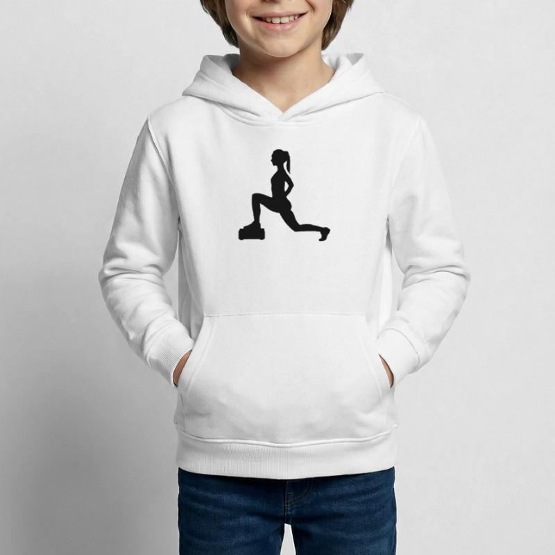 Mädchen oder Dame, die Schritte oder Aerobic macht Kinder Hoodie