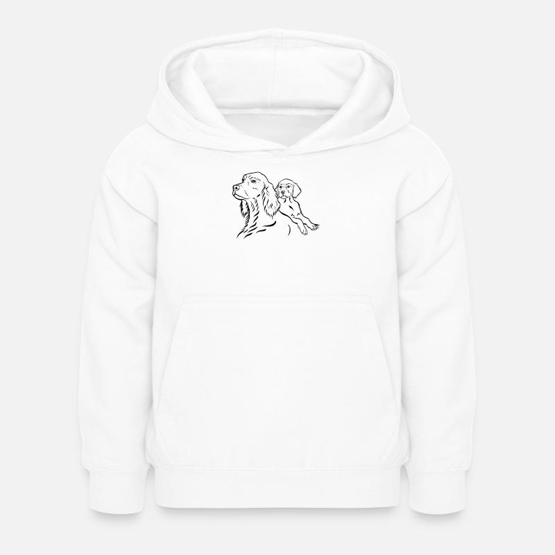 Setter chienne avec chiot - Sweat à capuche Enfant - blanc