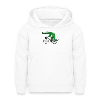 Krokodil mit Fahrrad - Kinder Hoodie - Weiß - Vorne - AI Model Kid Female (0cm)