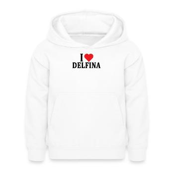 T-Shirt Ich liebe Delfina T-Shirt Geschenkidee - Kinder Hoodie - Weiß - Vorne - AI Model Kid Female (0cm)