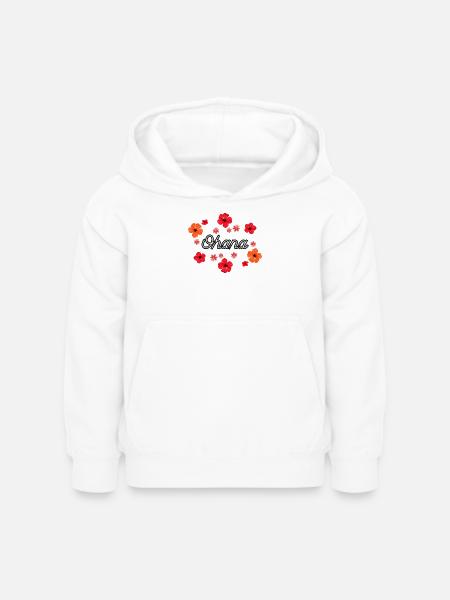 Ohana Hibiskus Tropendesign - Kinder Hoodie - Weiß