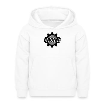 Racing - Roue dentée de sport automobile - Vitre automatique de voiture - Sweat à capuche Enfant - blanc - Devant - AI Model Kid Female (0cm)