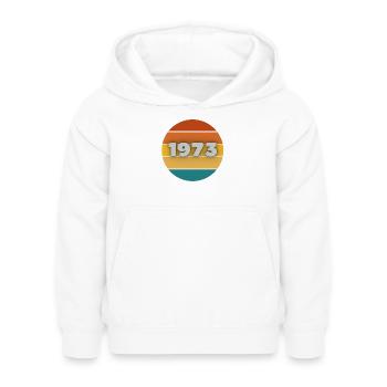 1973, année de naissance, 50 ans - Sweat à capuche Enfant - blanc - Devant - AI Model Kid Female (0cm)