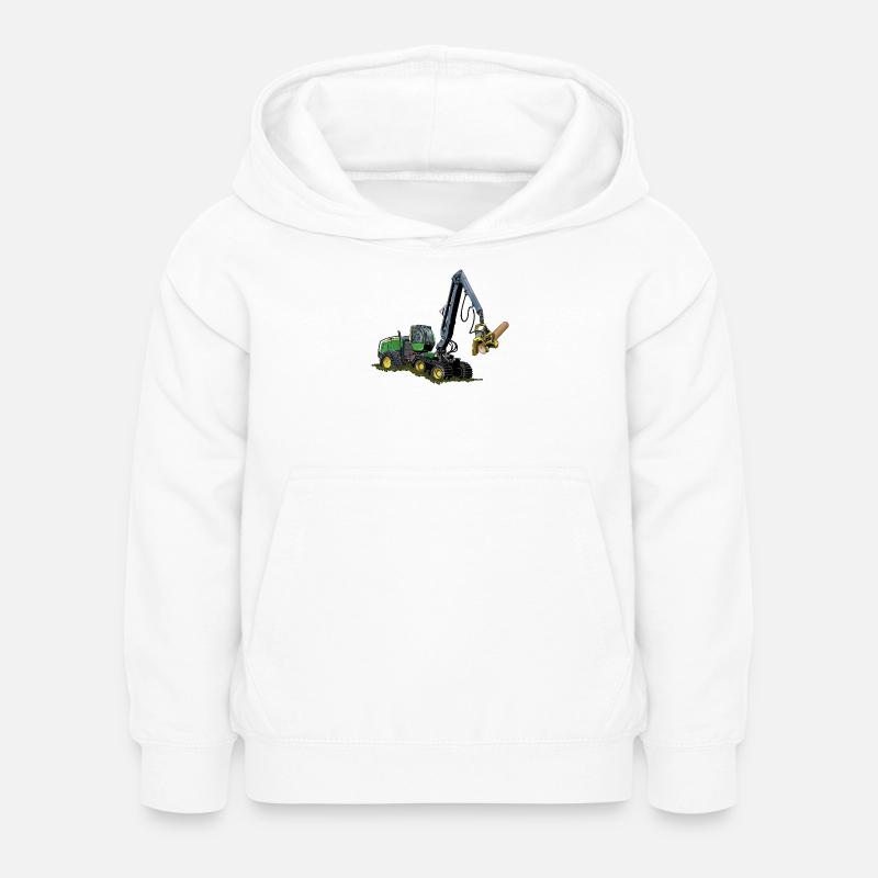 Harvester, Holzerntemaschine - Kinder Hoodie - Weiß