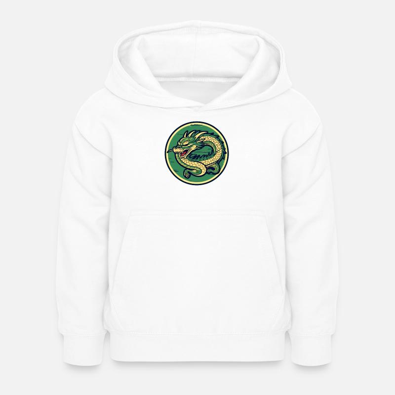 Dragon Crest Circle Patch - Kids Hoodie - white