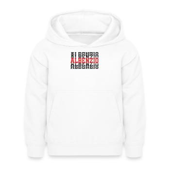 Albenzio t-shirt gift t-shirt stacked text - Kids Hoodie - white - Front - AI Model Kid Female (0cm)