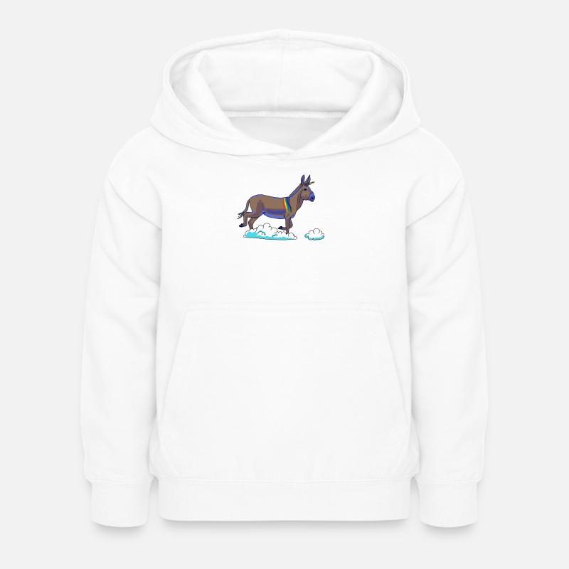 Regenbogen-Einhorn auf Wolken - Kinder Hoodie - Weiß