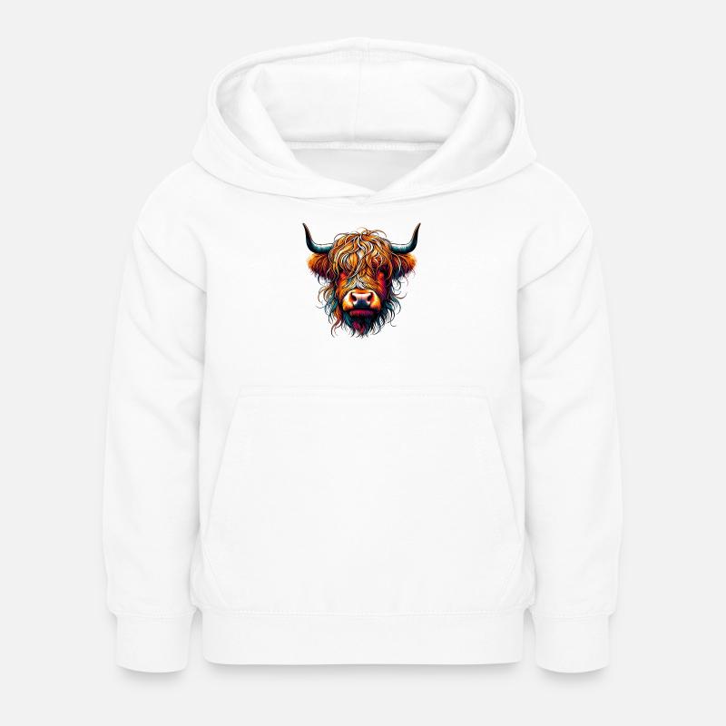 Vache écossaise des Highlands - Sweat à capuche Enfant - blanc