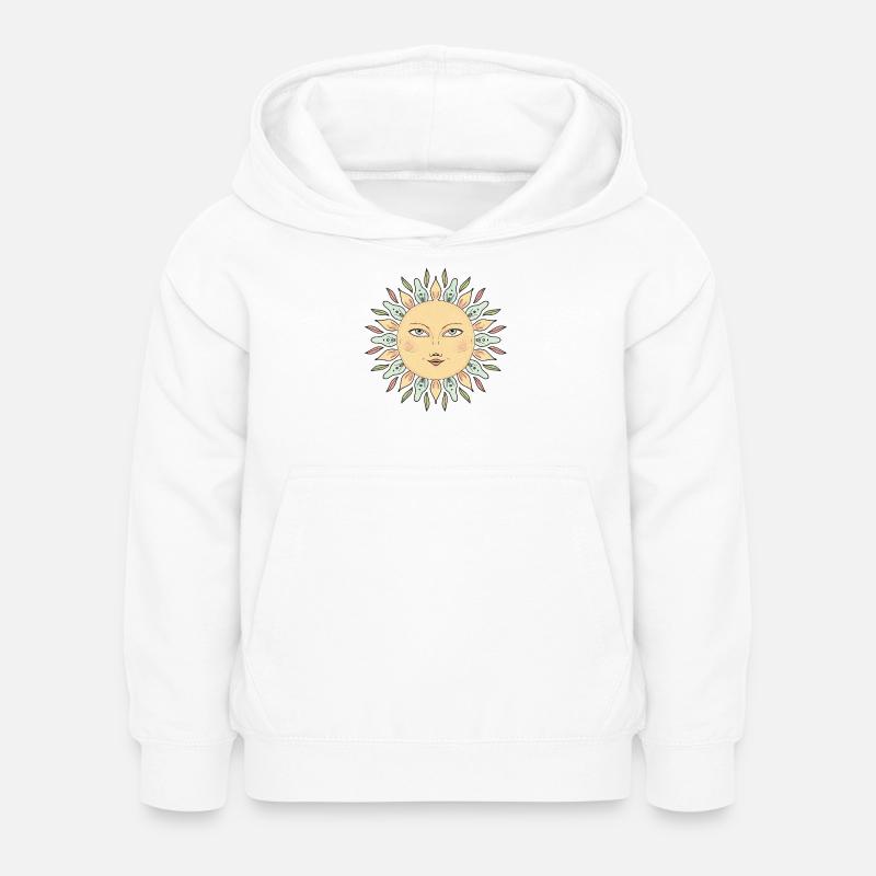 Style Mandala Face de Soleil - Sweat à capuche Enfant - blanc