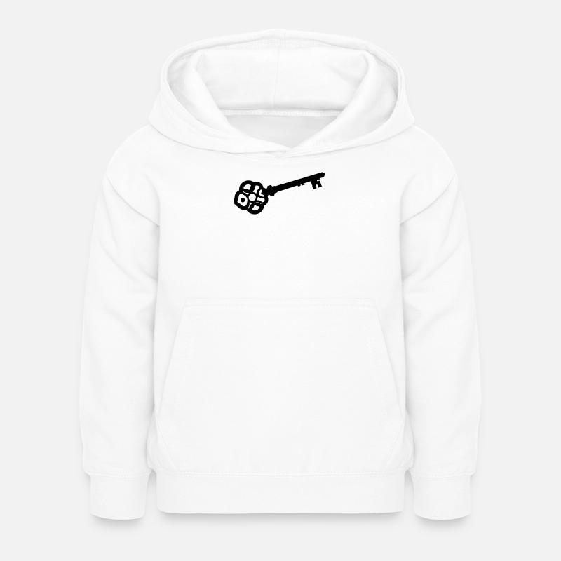 Silhouette de clé squelette ornée - Sweat à capuche Enfant - blanc