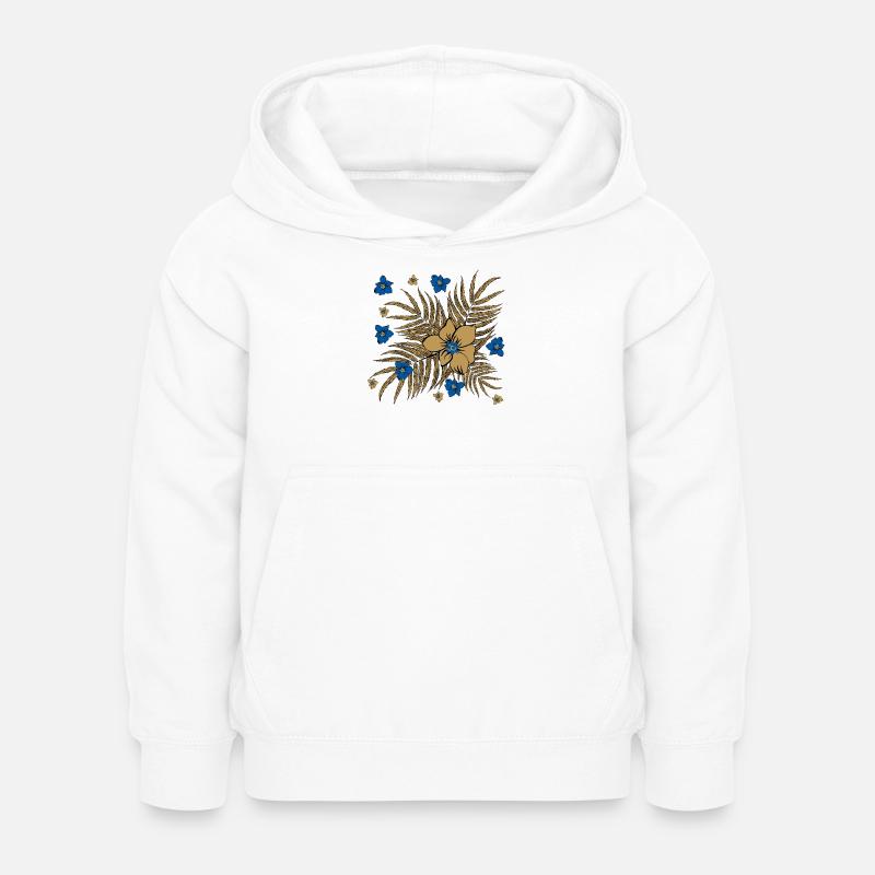 Motif de feuilles et de fleurs tropicales - Sweat à capuche Enfant - blanc