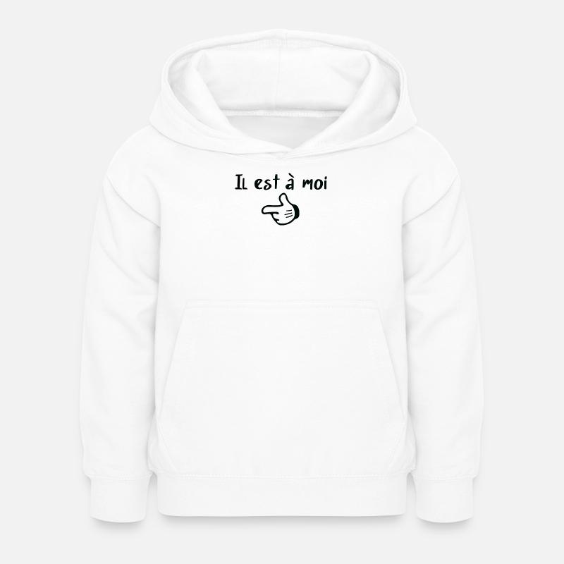 Couple drole, Elle/Il est à moi - Sweat à capuche Enfant - blanc