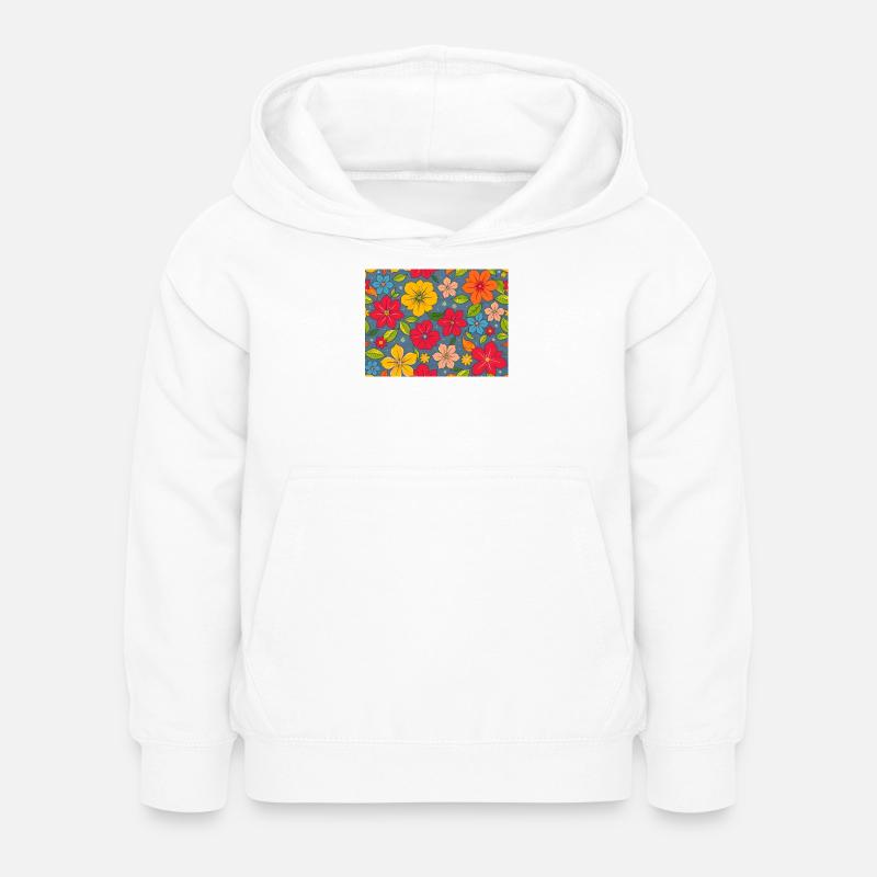 Floral pattern in boho design - Kids Hoodie - white