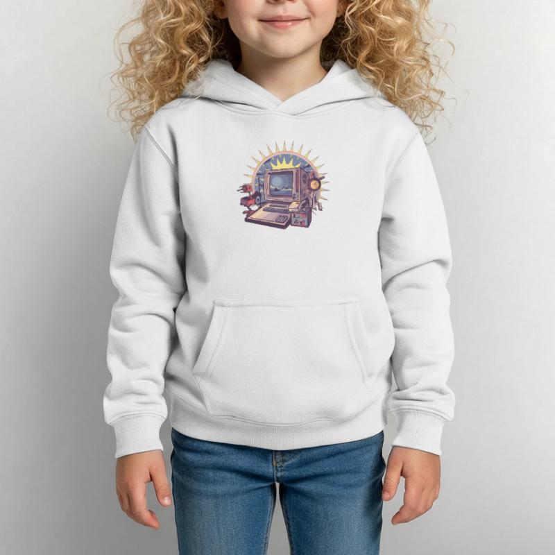 Futuristic computer with retro elements Kids Hoodie