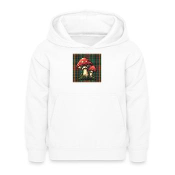 Plaid Mushroom Adventure - Kids Hoodie - white - Front - AI Model Kid Female (0cm)