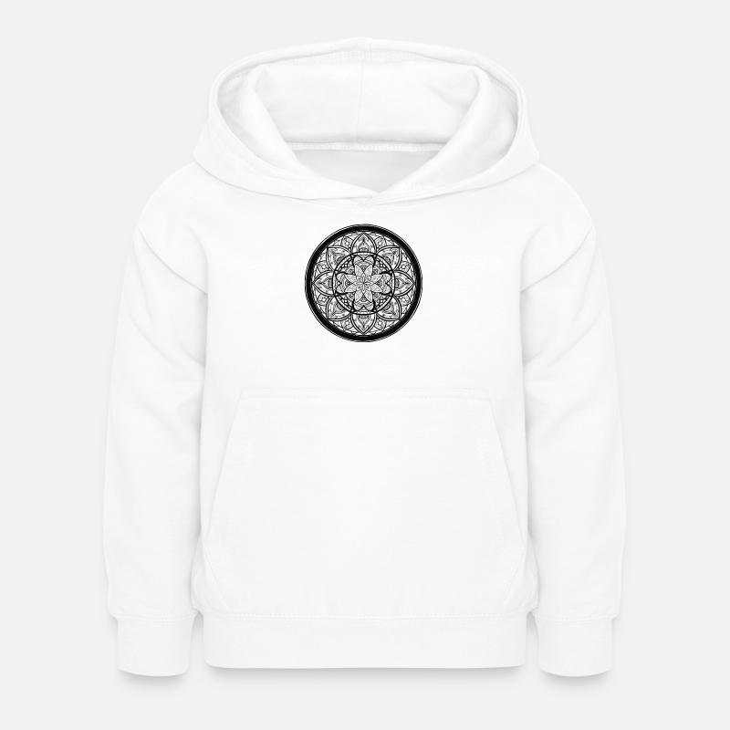 Mandala Contour - Sweat à capuche Enfant - blanc