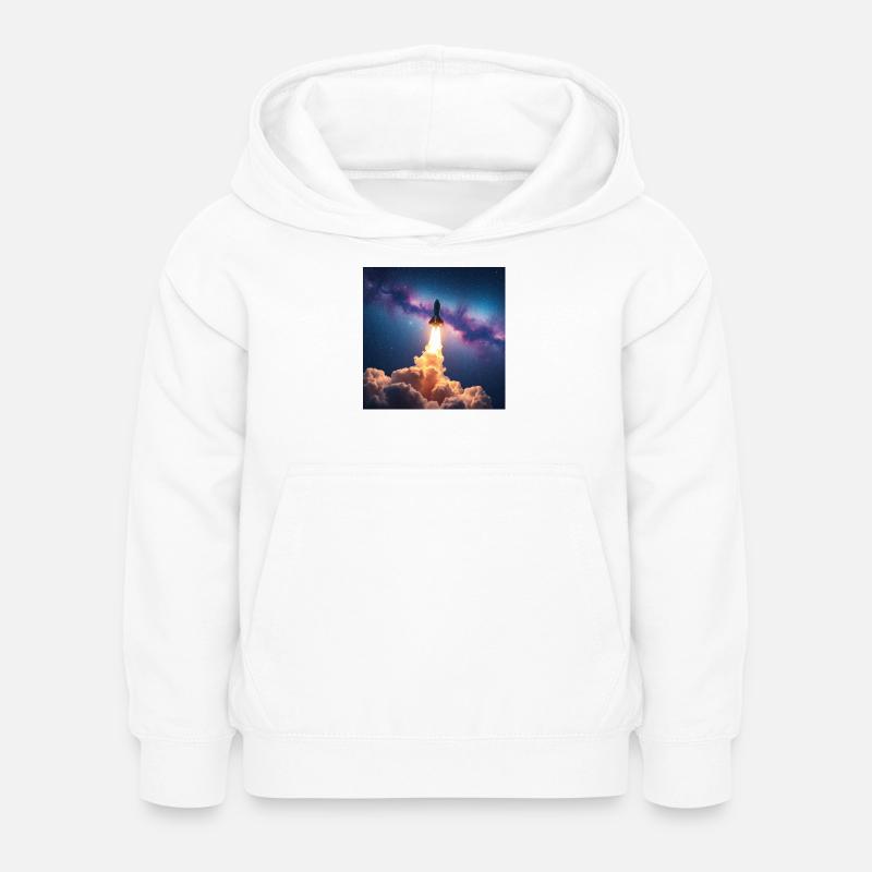 Rocket jump through nebula galaxy - Kids Hoodie - white