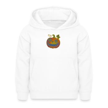 Psychedelischer Halloween Kürbis - Kinder Hoodie - Weiß - Vorne - AI Model Kid Female (0cm)