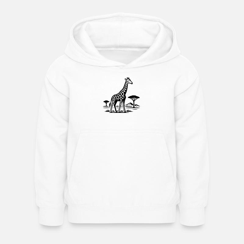 Silhouette de girafe au look savane - Sweat à capuche Enfant - blanc