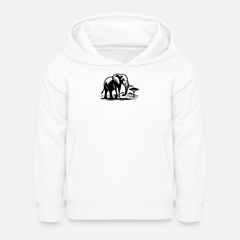 Silhouette d’éléphant Savane - Sweat à capuche Enfant - blanc