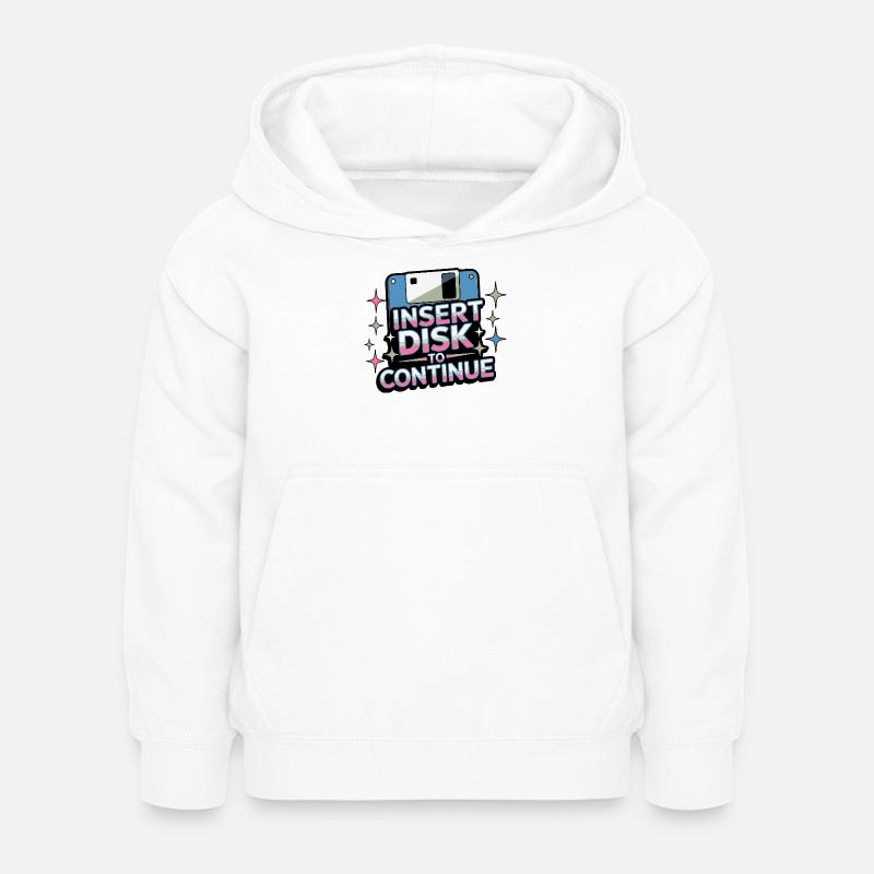 Y2K Retro – Insert Disk to Continue - Kinder Hoodie - Weiß