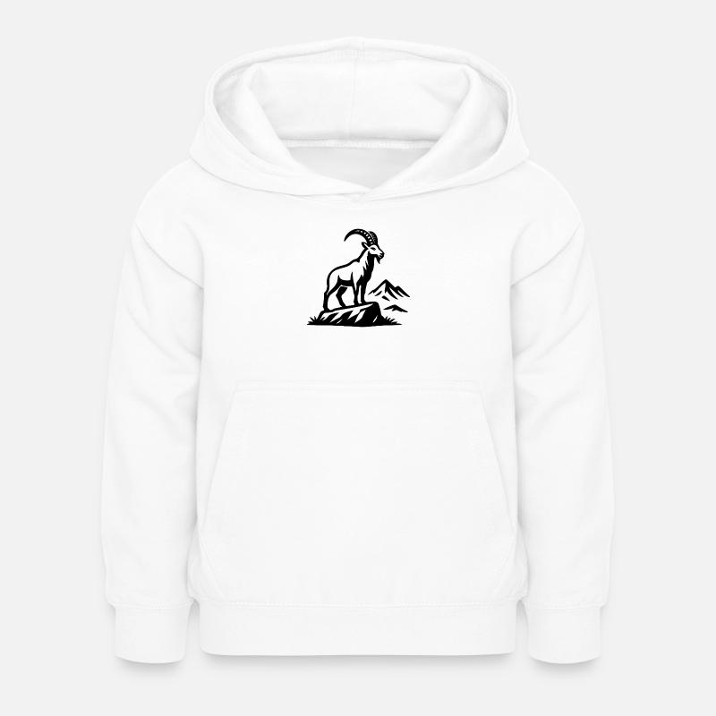 Silhouette du Capricorne alpin sur les rochers - Sweat à capuche Enfant - blanc