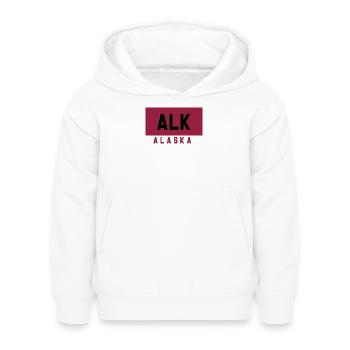 Typographie de l’Alaska en couleur rubis - Sweat à capuche Enfant - blanc - Devant - AI Model Kid Female (0cm)