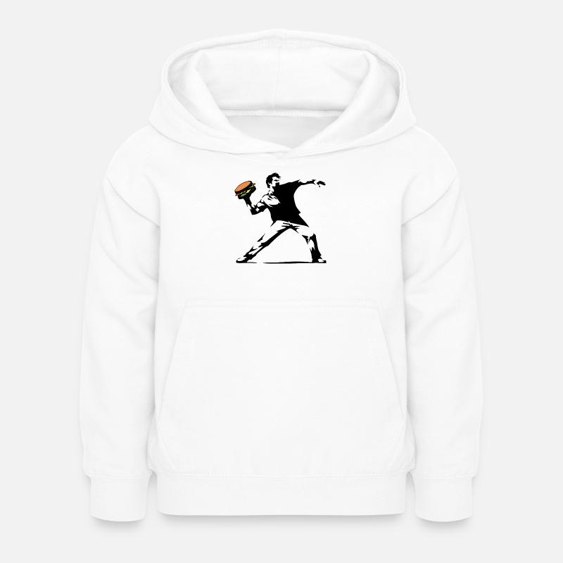 Hamburger Pop Art Burst - Sweat à capuche Enfant - blanc