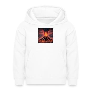 Bitcoin Vulkan-Ausbruch - Kinder Hoodie - Weiß - Vorne - AI Model Kid Female (0cm)