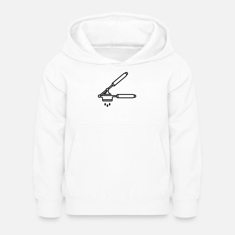 Knoblauch Presse oder Spätzle Presse - Kinder Hoodie - Weiß