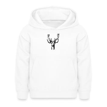 Hirschkopf Linienstil - Kinder Hoodie - Weiß - Vorne - AI Model Kid Female (0cm)
