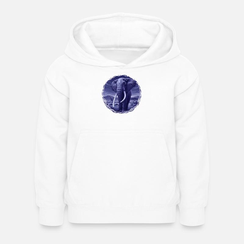 Éléphant nocturne dans la savane - Sweat à capuche Enfant - blanc