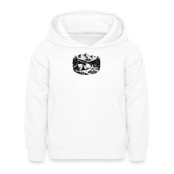 Camping Tent Forest Outdoor - Sweat à capuche Enfant - blanc - Devant - AI Model Kid Female (0cm)
