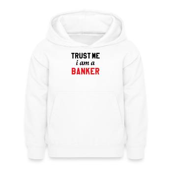 Glaub mir, ich bin Banker - Kinder Hoodie - Weiß - Vorne - AI Model Kid Female (0cm)